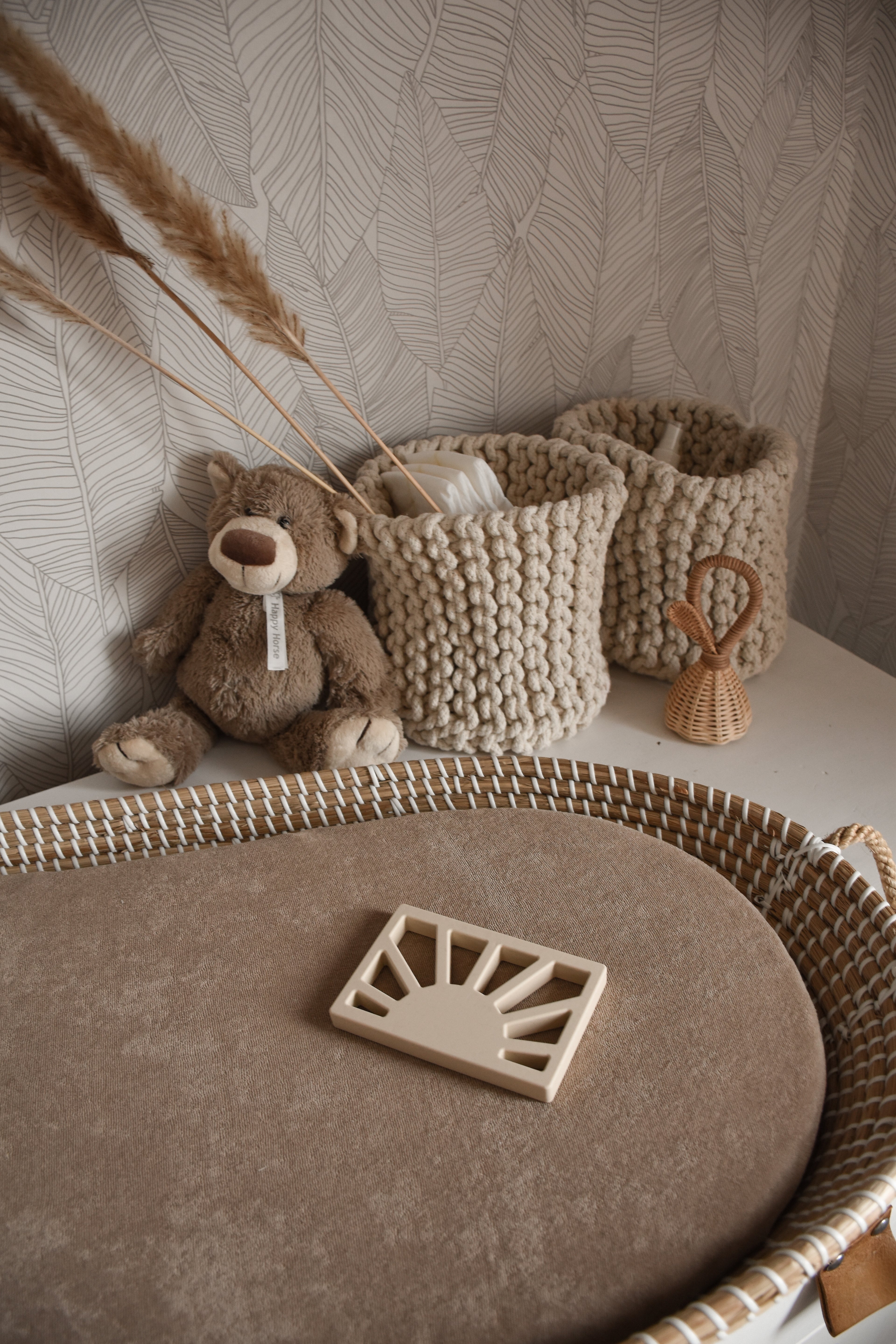 Matrashoes voor de kinderwagen beige badstof