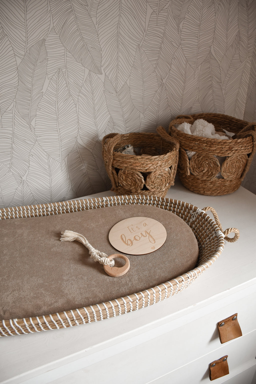 Matrashoes voor de kinderwagen beige badstof