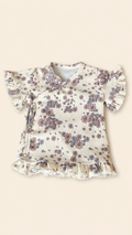 Overslagshirtje lila bloom korte mouw