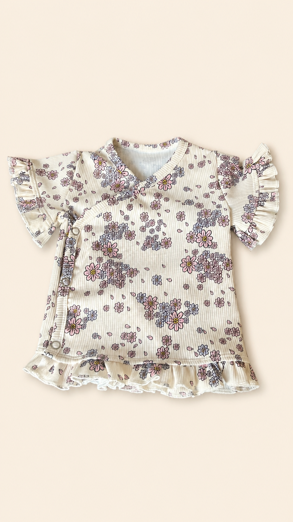Overslagshirtje lila bloom korte mouw