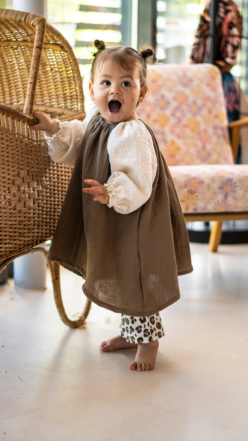 Blouse jurk Brown Embroidery