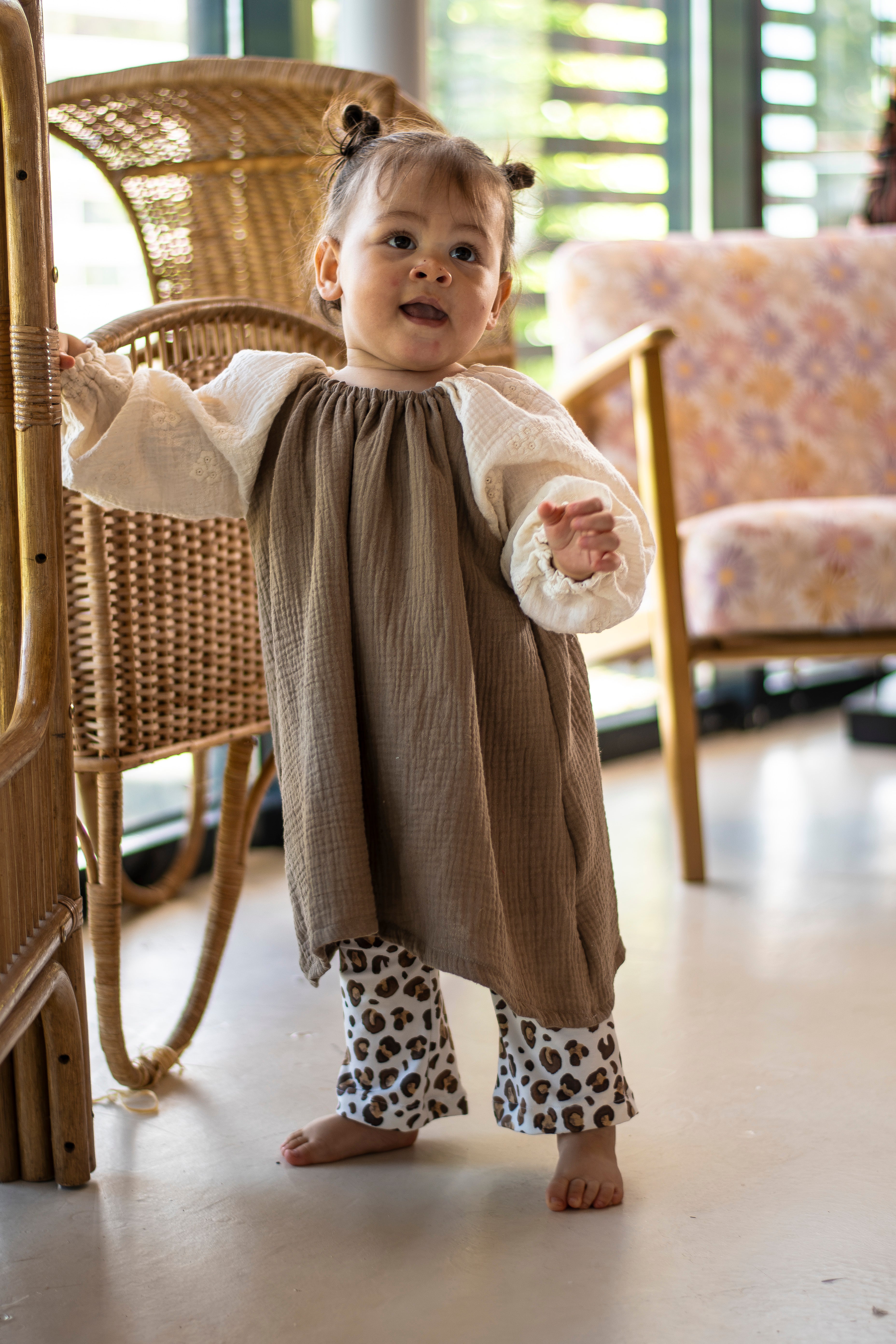 Blouse jurk Brown Embroidery