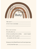 Lytse boef Voorspellingskaartjes babyshower - Regenboog Bruin