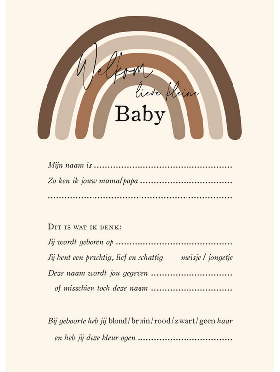 Lytse boef Voorspellingskaartjes babyshower - Regenboog Bruin