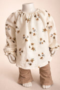 blouse brown flower