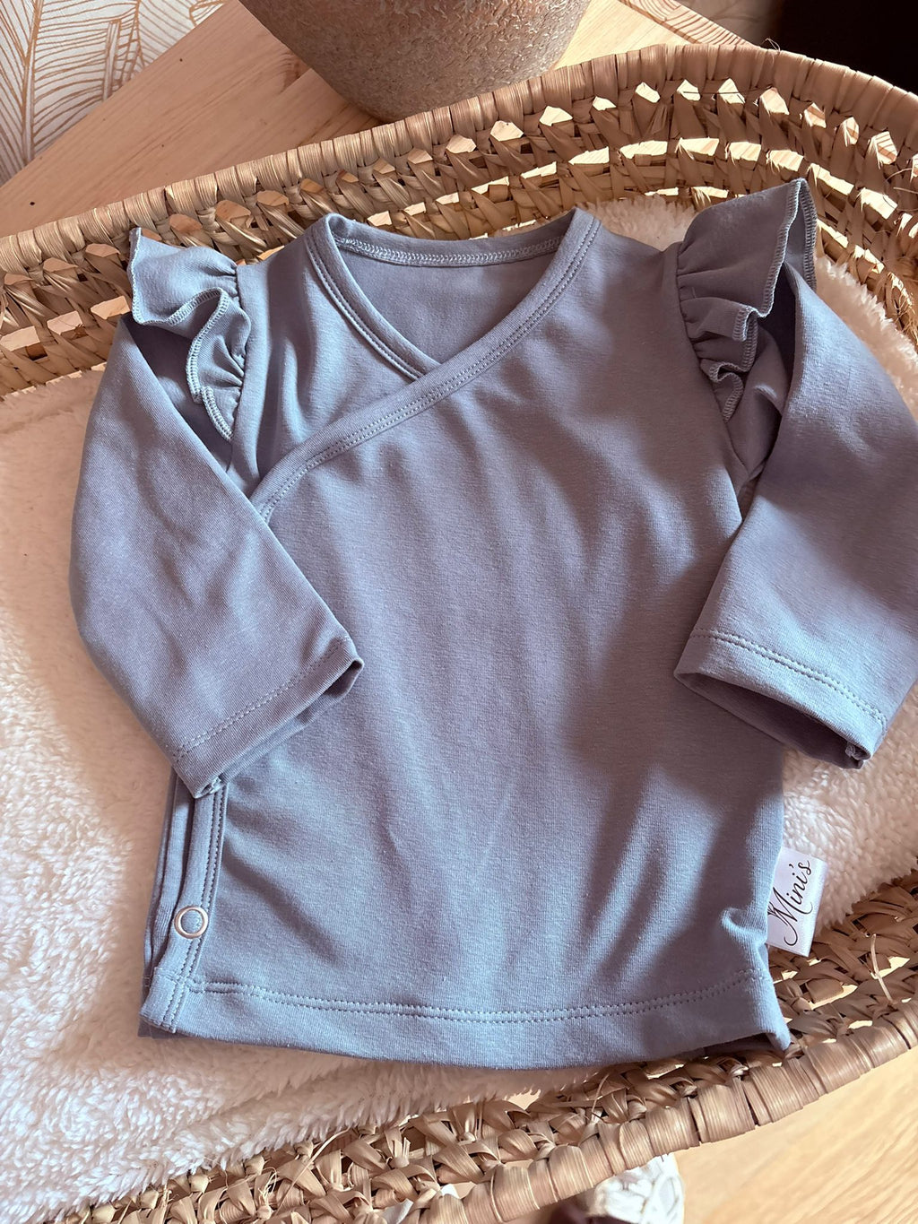 Overslagshirtje ruffle jeans blauw