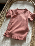 overslagshirtje korte mouw pointelle roze