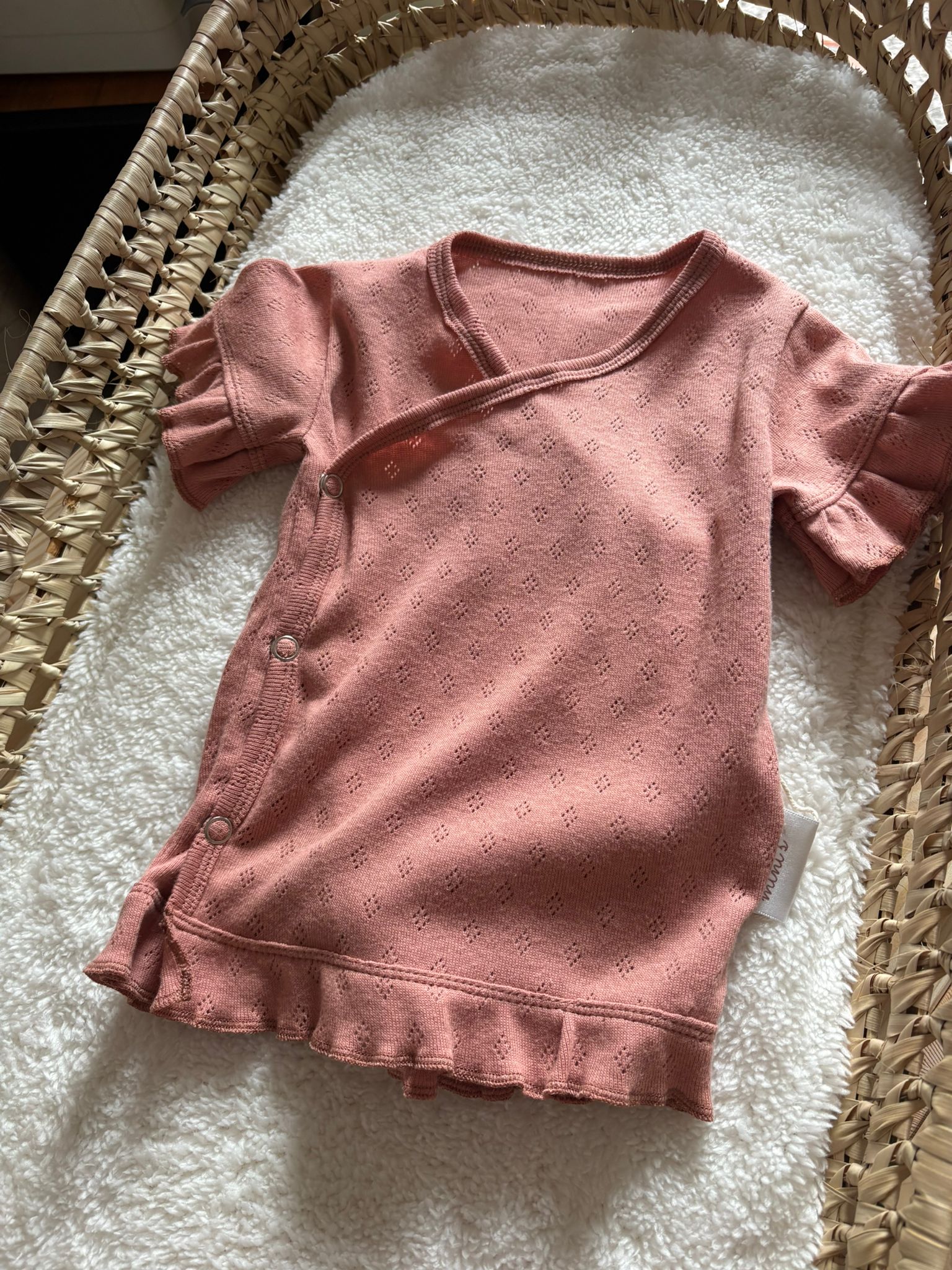 overslagshirtje korte mouw pointelle roze