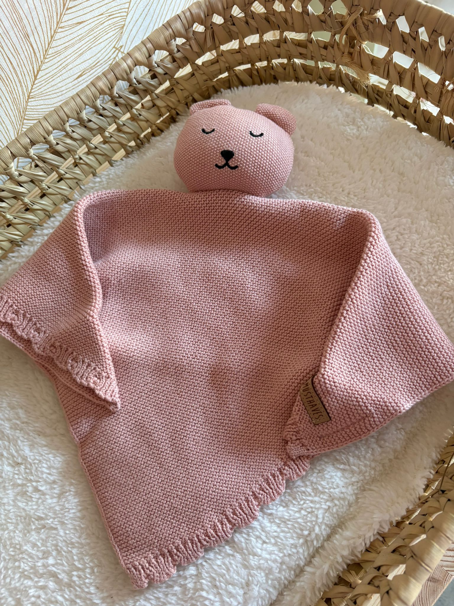 knuffeldoekje beer roze